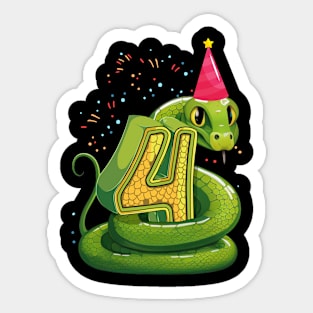 4th birthday snake lover Sticker